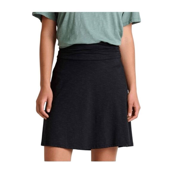 Toad & Co Chaka Ruched A-Line Mini Skirt Black Knit L - Picture 1 of 10